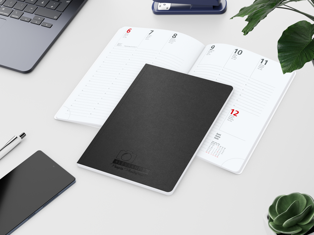 Wochenkalender Prestige-Flexx, Prägung schwarz-glänzend