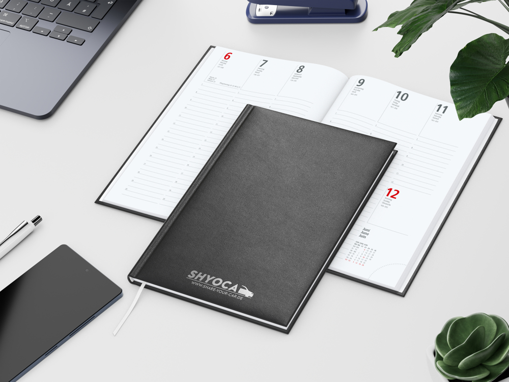 Wochenkalender Prestige, schwarz, Silberprägung