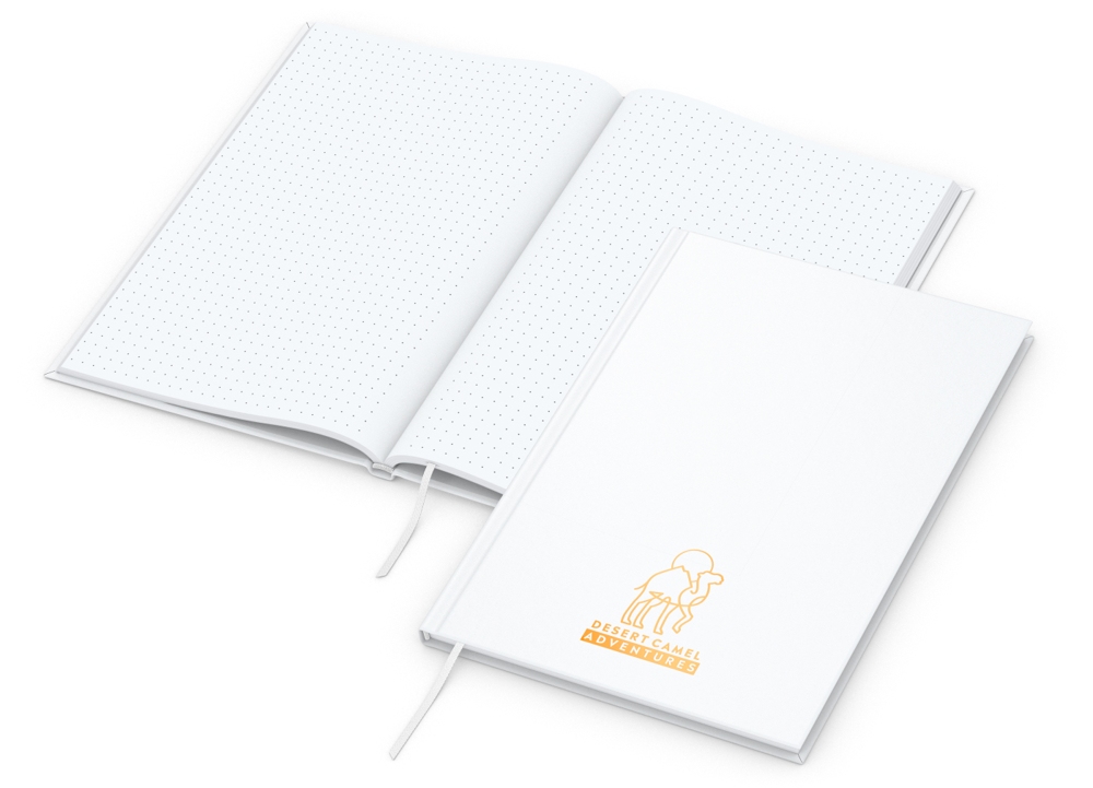 Notizbuch Memo-Book Umfang klein Hardcover matt-farbig - weiß