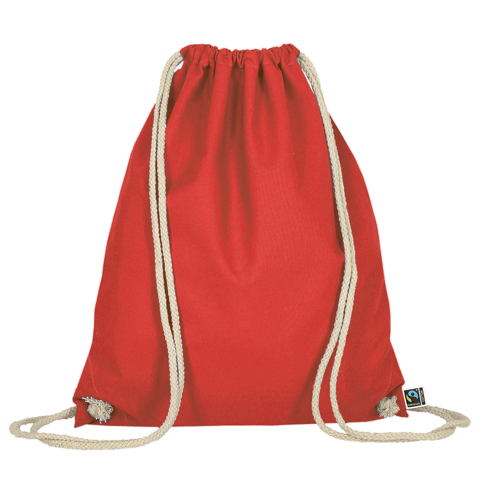 Turnbeutel aus Fairtrade-zertifizierter Baumwolle, ca. 140 g/m² - rot