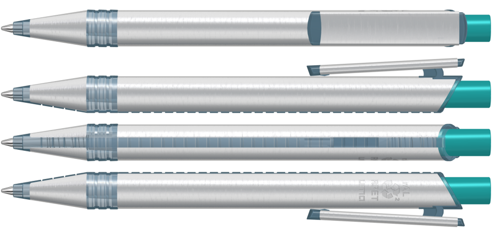 RECYCLED PET PEN ALUMA transparent, petrol