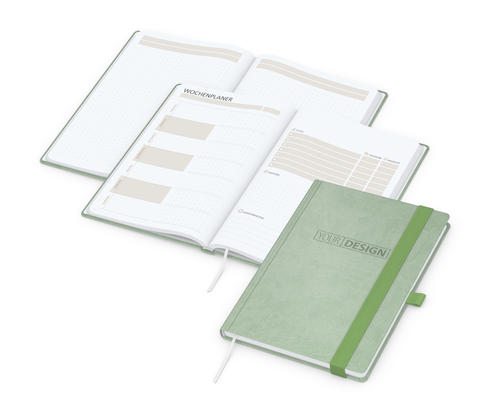 Notizbuch orgaLine Mainbook, White, grün