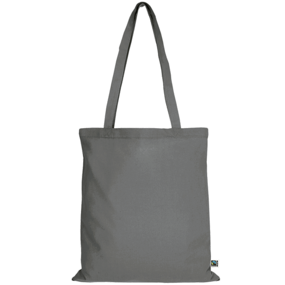 Tasche aus Fairtrade-zertifizierter Baumwolle mit zwei kurzen Henkeln, ca. 140 g/m² - stahlgrau