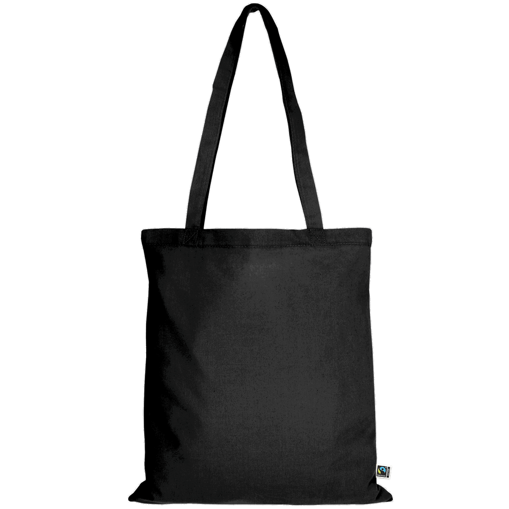 Tasche aus Fairtrade-zertifizierter Baumwolle mit zwei kurzen Henkeln, ca. 140 g/m² - schwarz