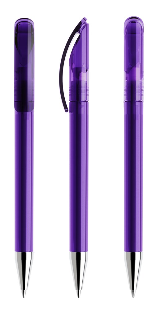 Prodir DS3TTC Transparent with Chrome Metal Nose-Cone - Violett transparent