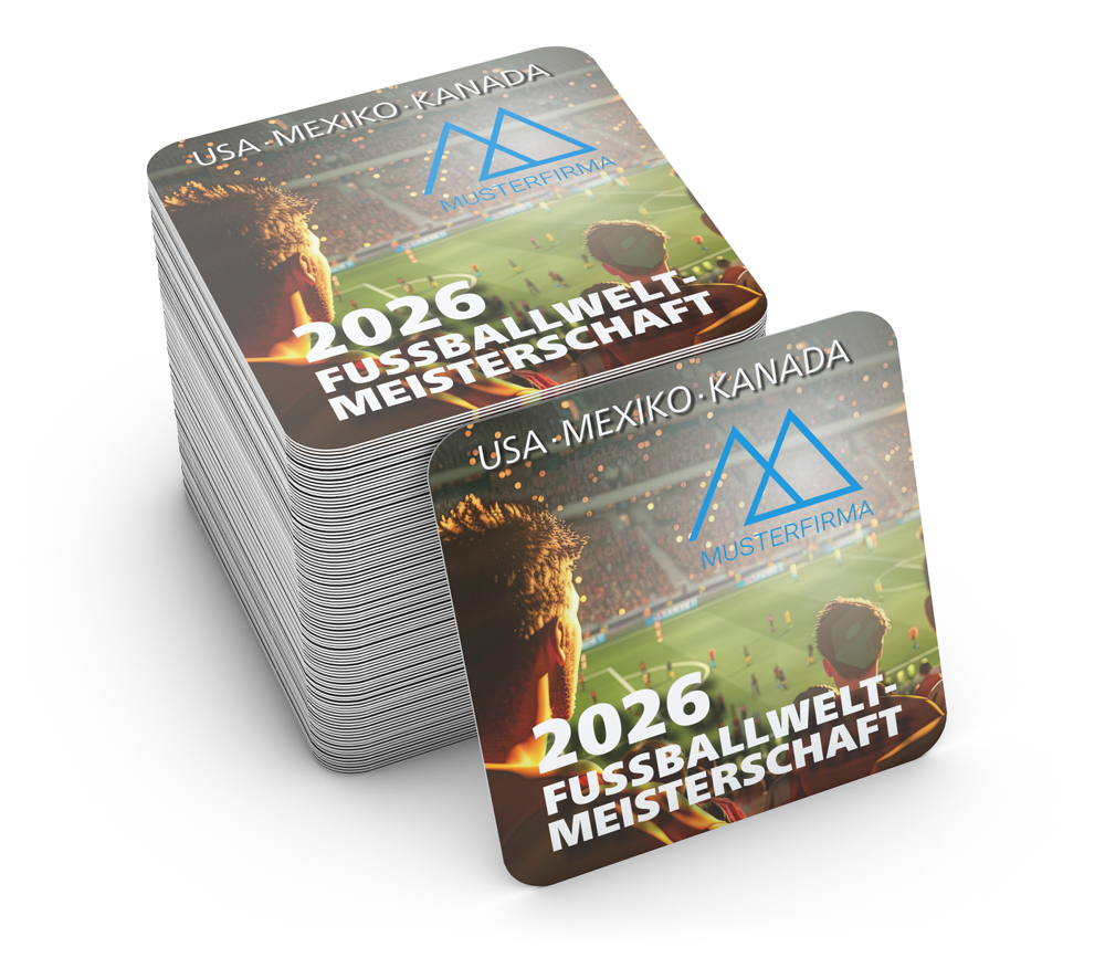 WM-Bierdeckel, quadratisch, „Stadionemotion“
