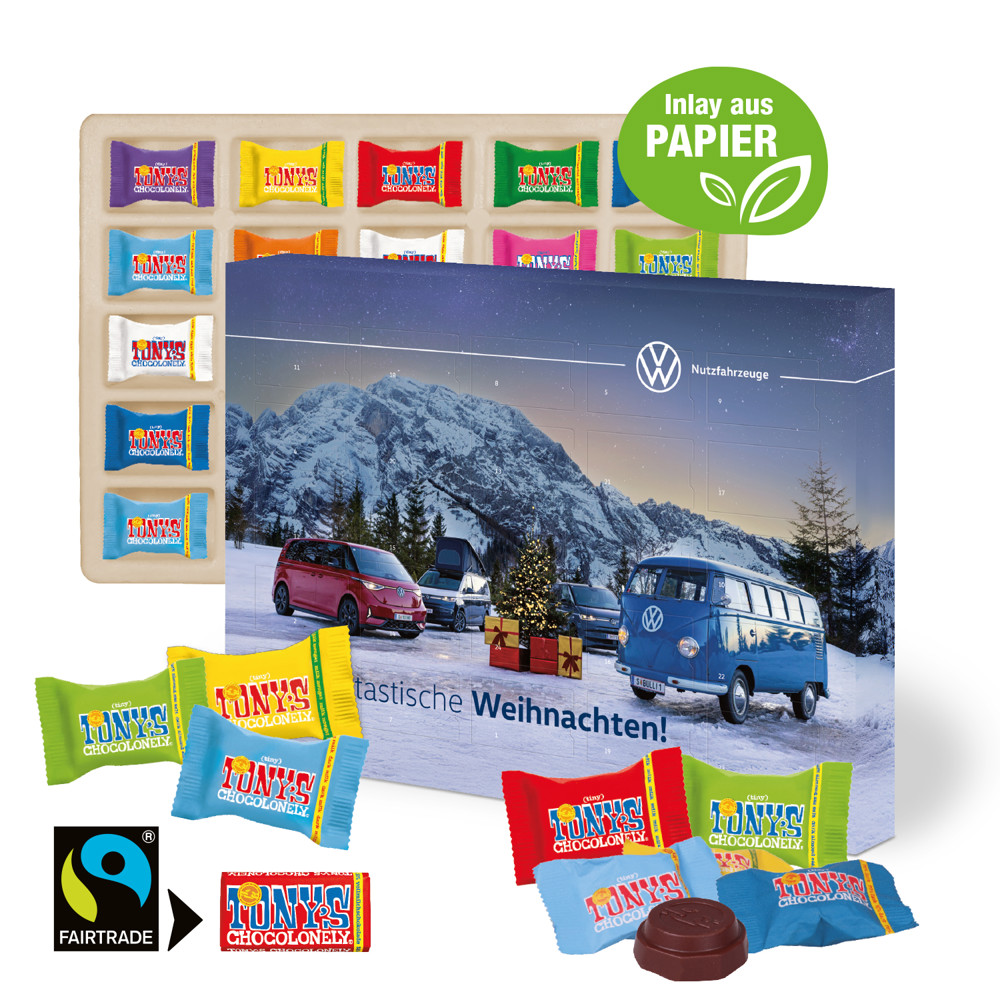 Adventskalender mit Tony's Schokolade, Inlay aus Papier
