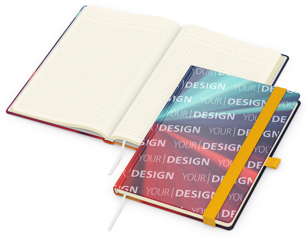 Notizbuch Match-Book, A5, Creme, Winkelkaro, glänzend, gelb