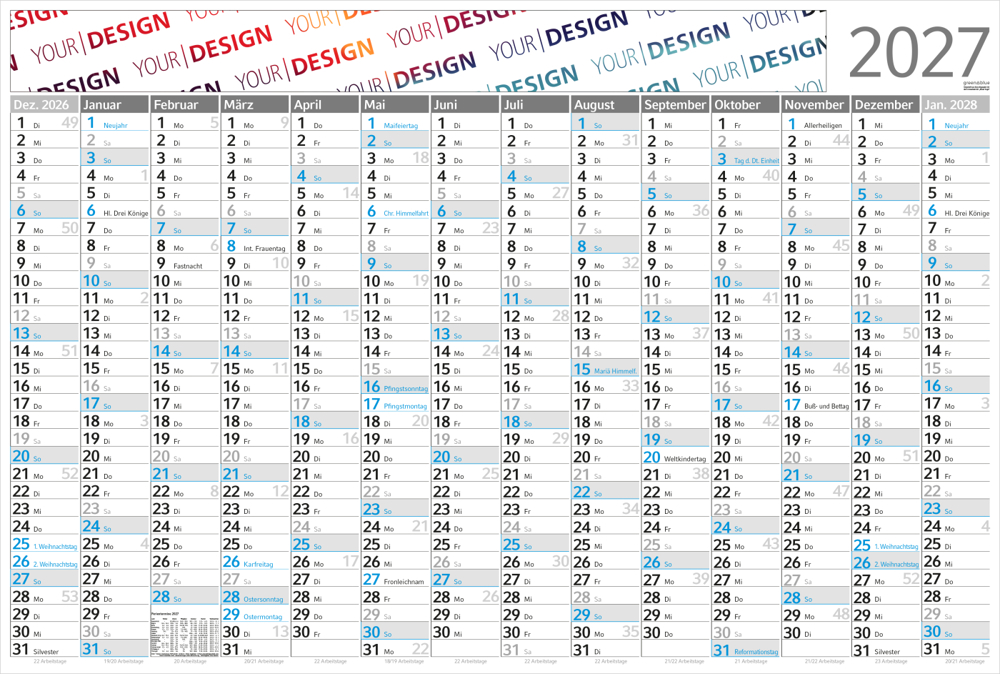Wandplaner Horizont RECYCLING, blau