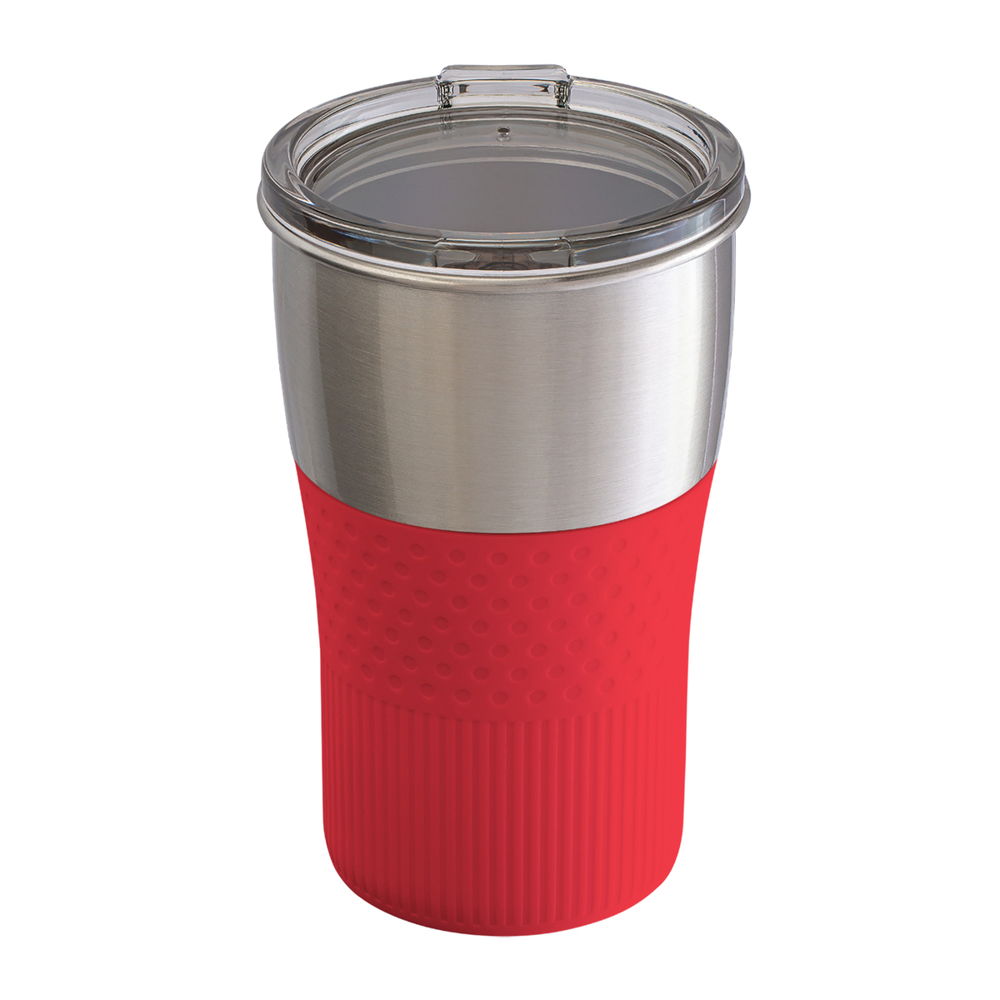 Trinkbecher RETUMBLER-MEZZO - rot, silber