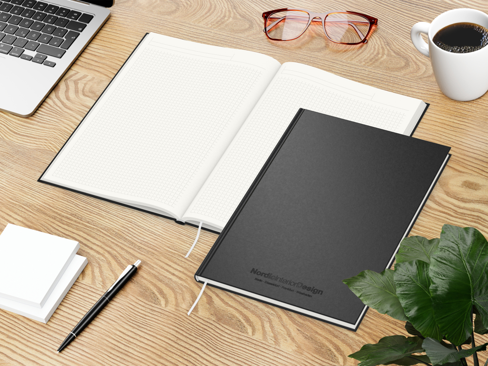 Notizbuch Note-Book Prägung RECYCLING, A4, Winkelkaro