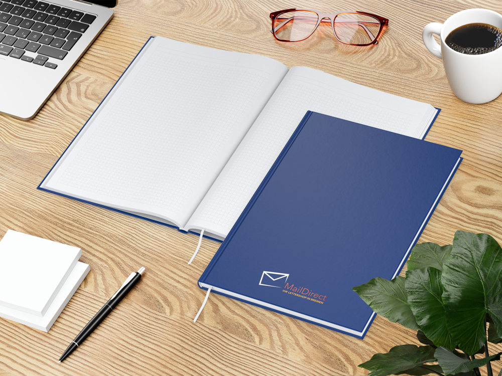 Notizbuch Note-Book, A4, Winkelkaro, dunkelblau