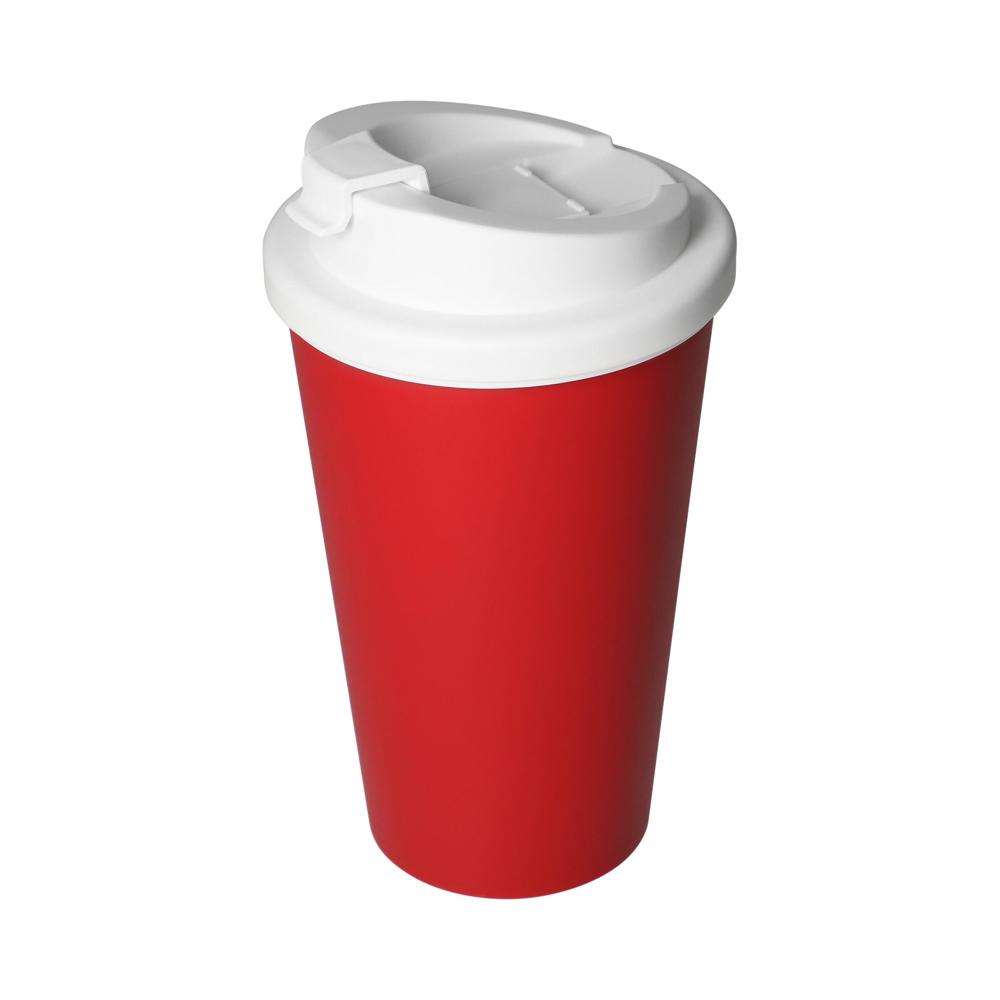 Kaffeebecher "Premium Deluxe" - standard-rot/weiß