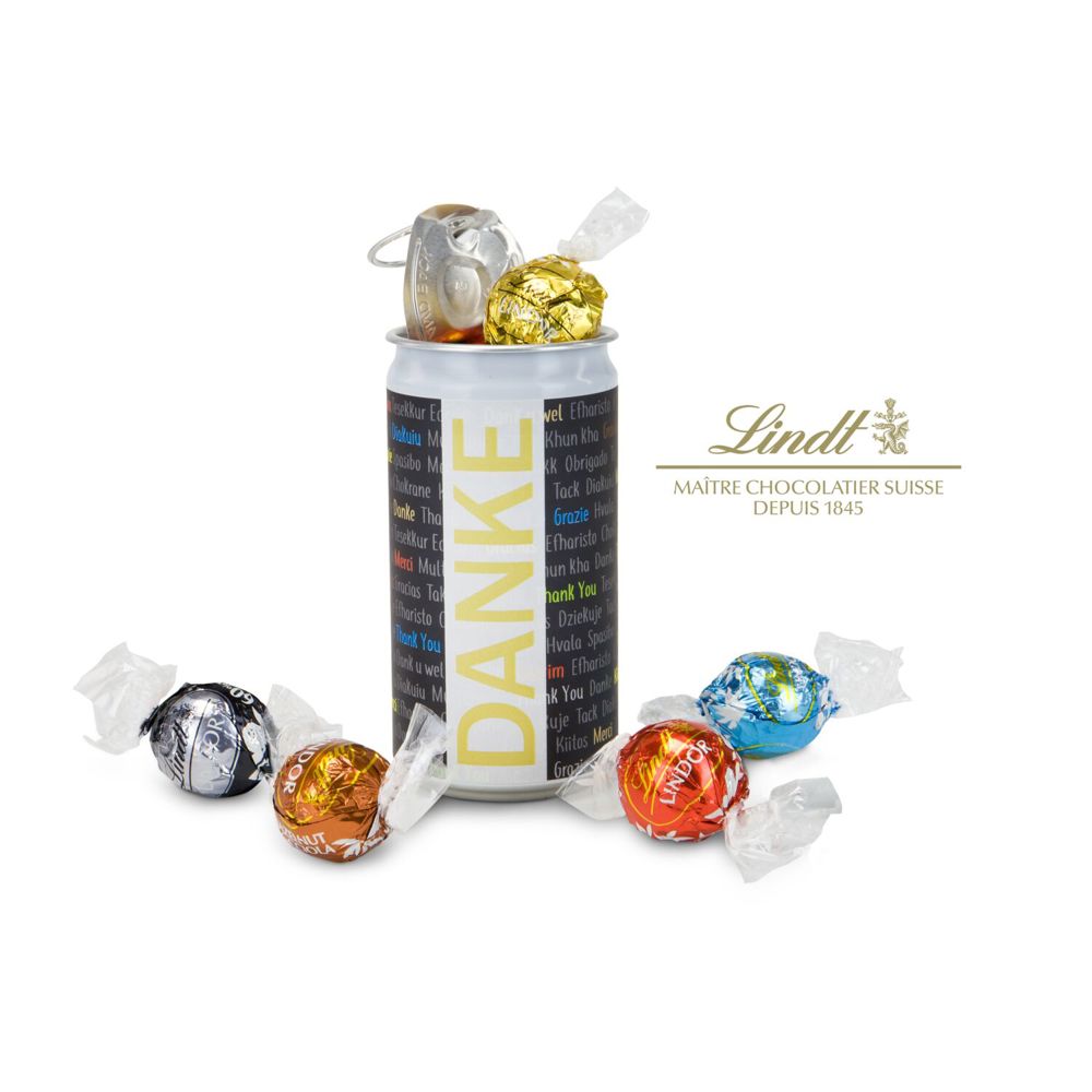 Lindt-Geheimnis Ostern, das Nest in der Dose - Etikett Danke