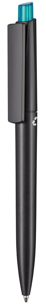 Kugelschreiber CREST RECYCLED - schwarz recycled/türkis TR/FR