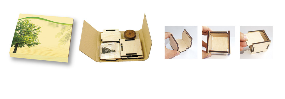 Pflanzsteckbox Natur, Robinie, inkl. Digitaldruck 1-4/0 c