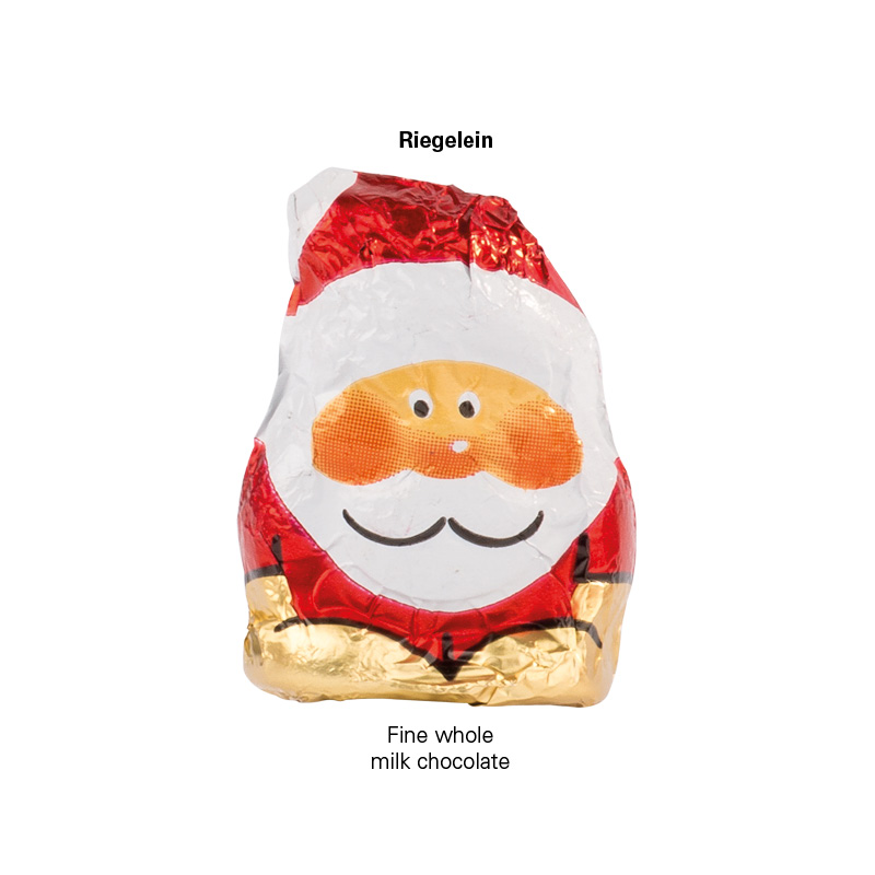 Werbekarte Visitenkartenformat, Mini-Schoko Weihnachtsmann