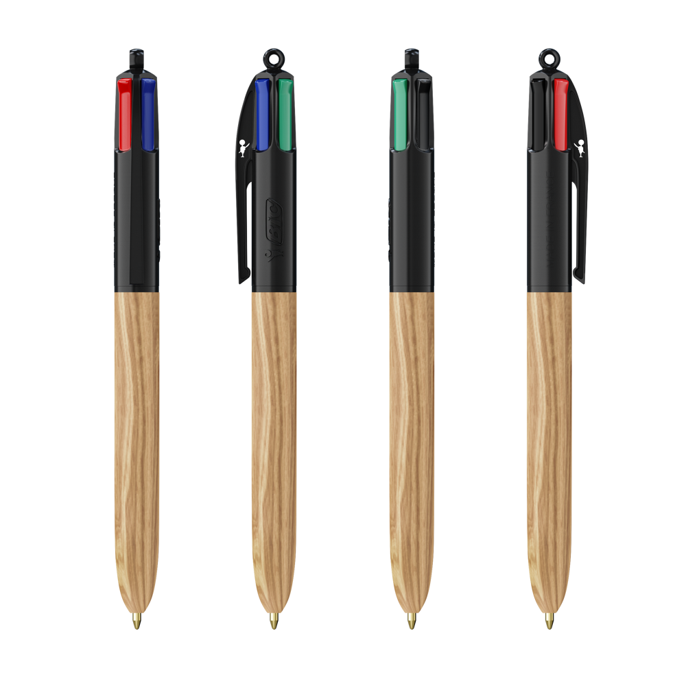 BIC® 4 Colours Wood Style with Lanyard