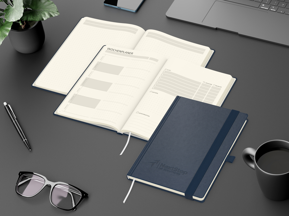 Notizbuch orgaLine Mainbook, Creme, dunkelblau