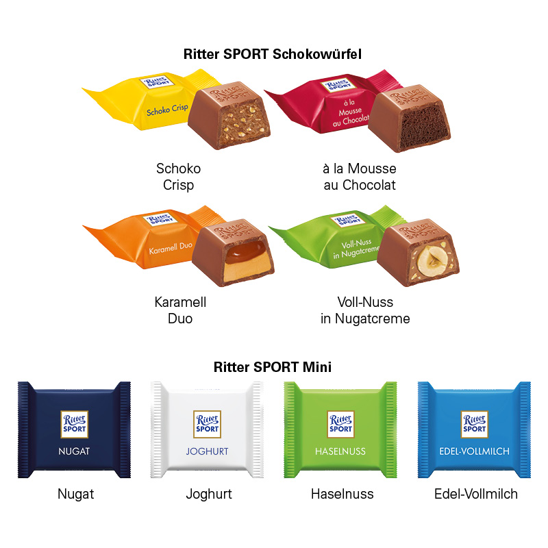 Adventskalender quadratisch, Blister kompostierbar, Ritter SPORT Schokowürfel