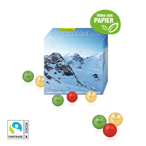 Adventskalender "Cube" mit Fairtrade® Schokolade mit Papier-Inlay
