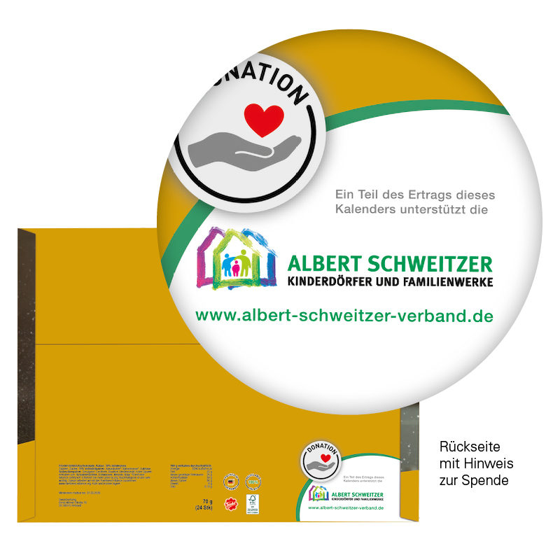 Classic Wand Adventskalender, Rätselmotiv, Graspapier, Querformat, gefüllt mit Friedel Schokolade