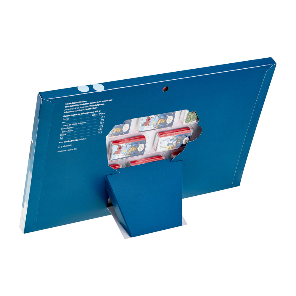 Tisch Adventskalender Heidel Schokotäfelchen individuell bedruckt 72 g  ,  Inhalt:  Heidel Schokoladentäfelchen