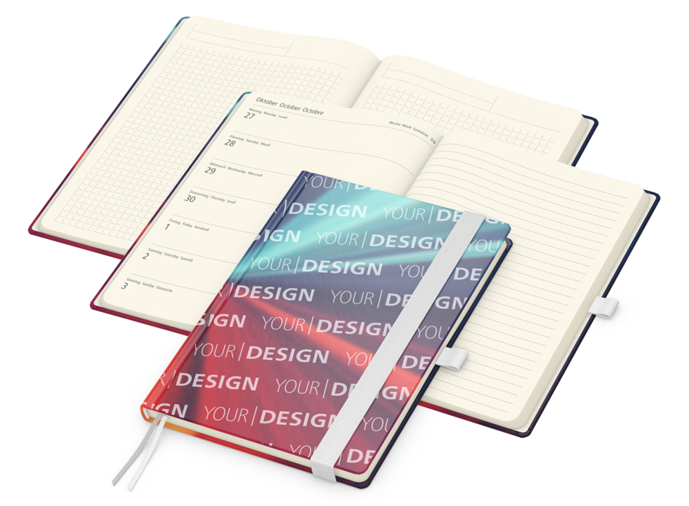 Wochenkalender links + Notizen rechts Match-Hybrid, Papier matt, weiß