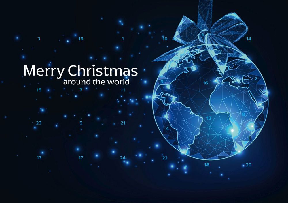 A5-Schoko-Adventskalender mit Werbeeindruck - Christmas around the world