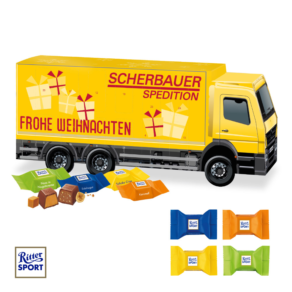 3D Adventskalender "LKW" mit Ritter SPORT Schokowürfel