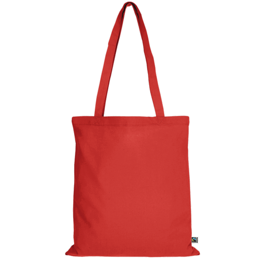 Tasche aus Fairtrade-zertifizierter Baumwolle mit zwei kurzen Henkeln, ca. 140 g/m² - rot
