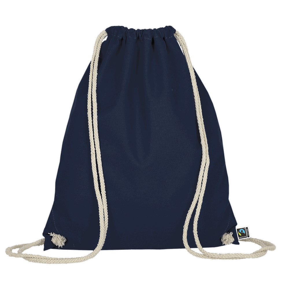 Turnbeutel aus Fairtrade-zertifizierter Baumwolle, ca. 140 g/m² - dunkelblau