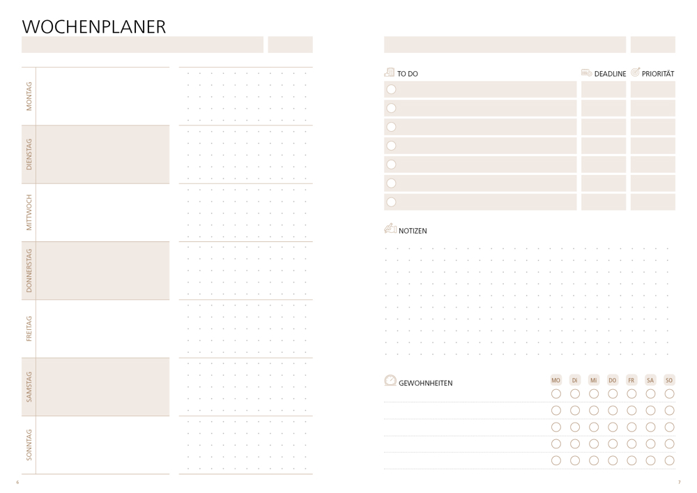 Notizbuch orgaLine Mainbook, White, mokkabraun