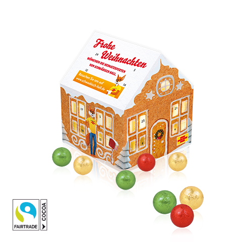 Adventskalender "Weihnachtshaus" Classic mit Fairtrade® Schokolade