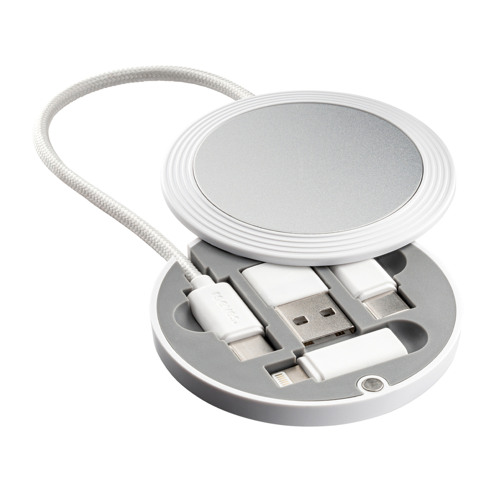 4-in-1 Ladekabel REEVES-CONVERTICS EVO - silber, weiß / weiß