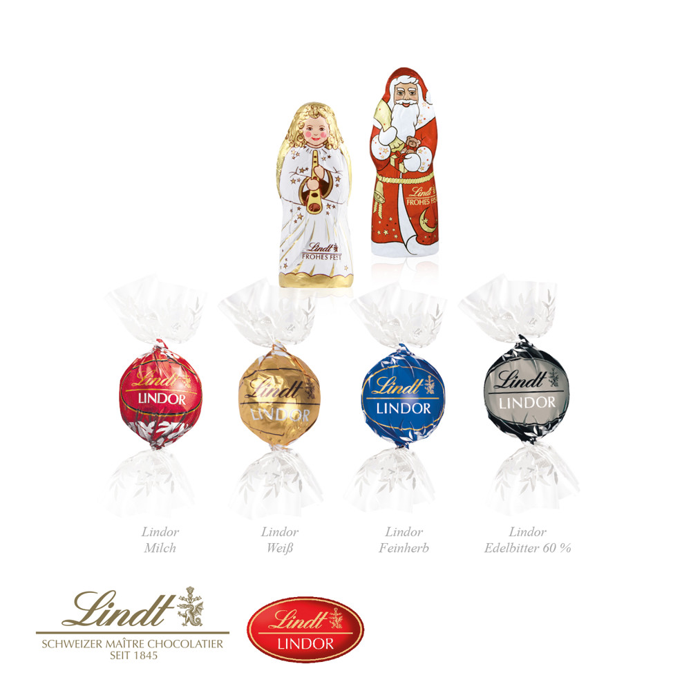 Adventskalender Lindt Lindor mit Santa & Engel, Inlay aus Papier