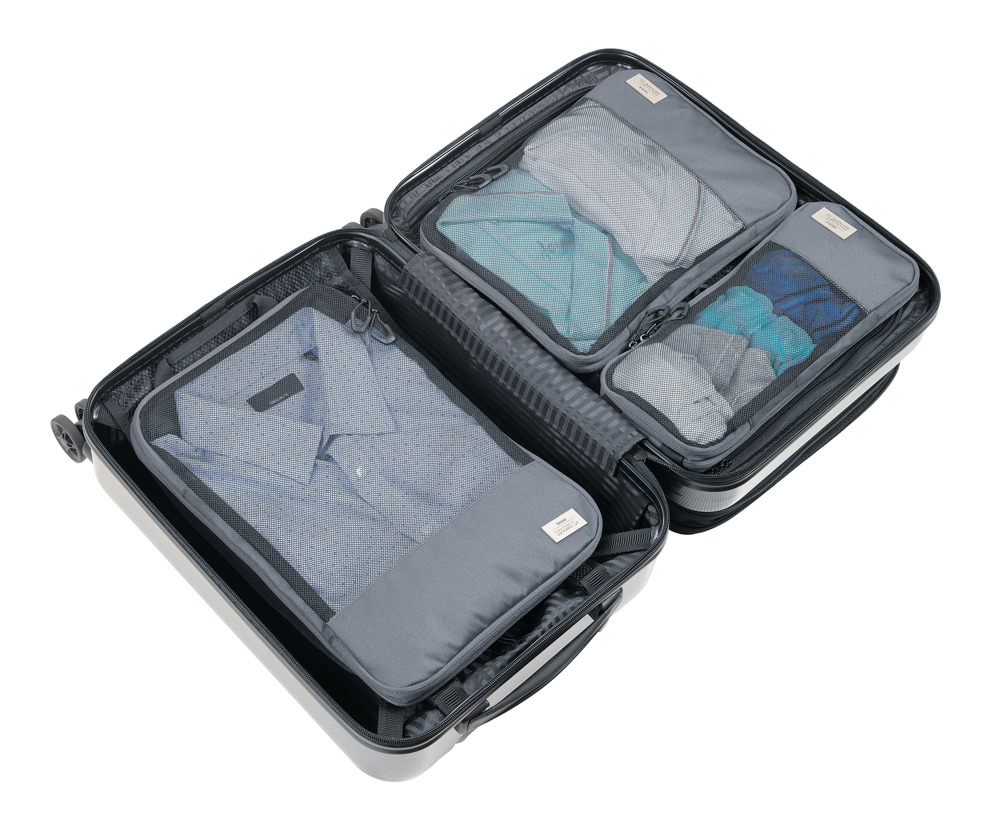 TROIKA Reise-Kompressionstaschen Set BLUE CYCLE PACKING CUBES