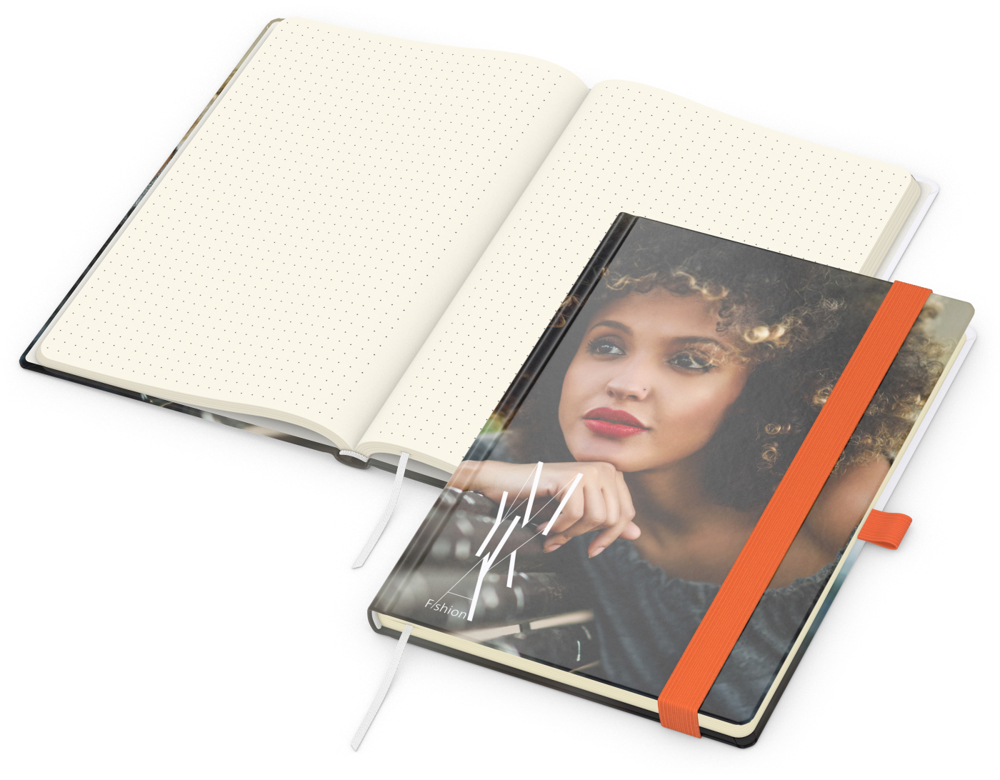 Notizbuch Match-Book Papier-Hardcover individuell bedruckt - orange