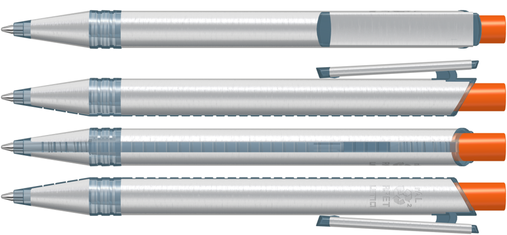 RECYCLED PET PEN ALUMA transparent, orange