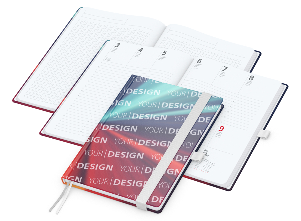 Wochenkalender vorne + Notizen hinten Match-Hybrid, A5, Papier glänzend, weiß