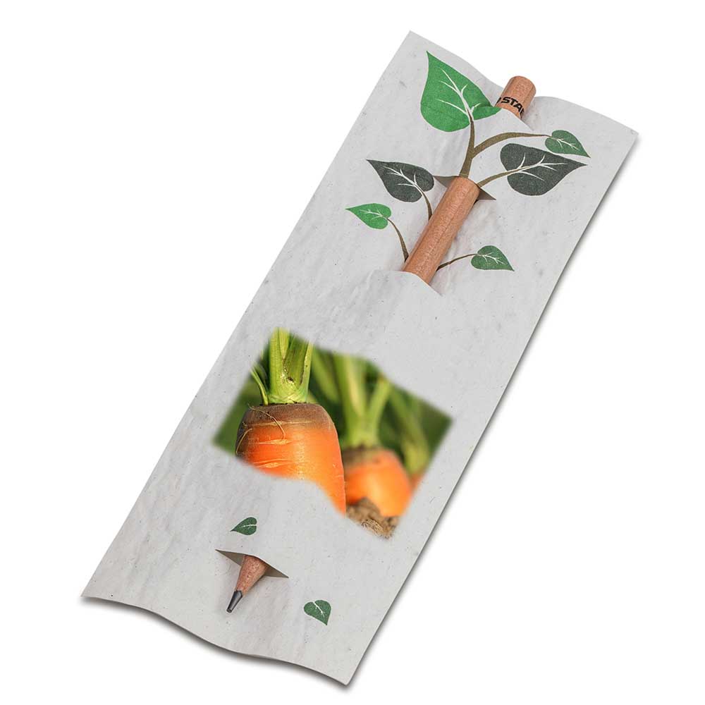 Bleistift im Samenpapieretui - Karotte, Druck 4/4c, Lasergravur