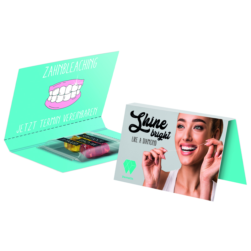 Werbekarte Visitenkartenformat Trolli Team Bärchen