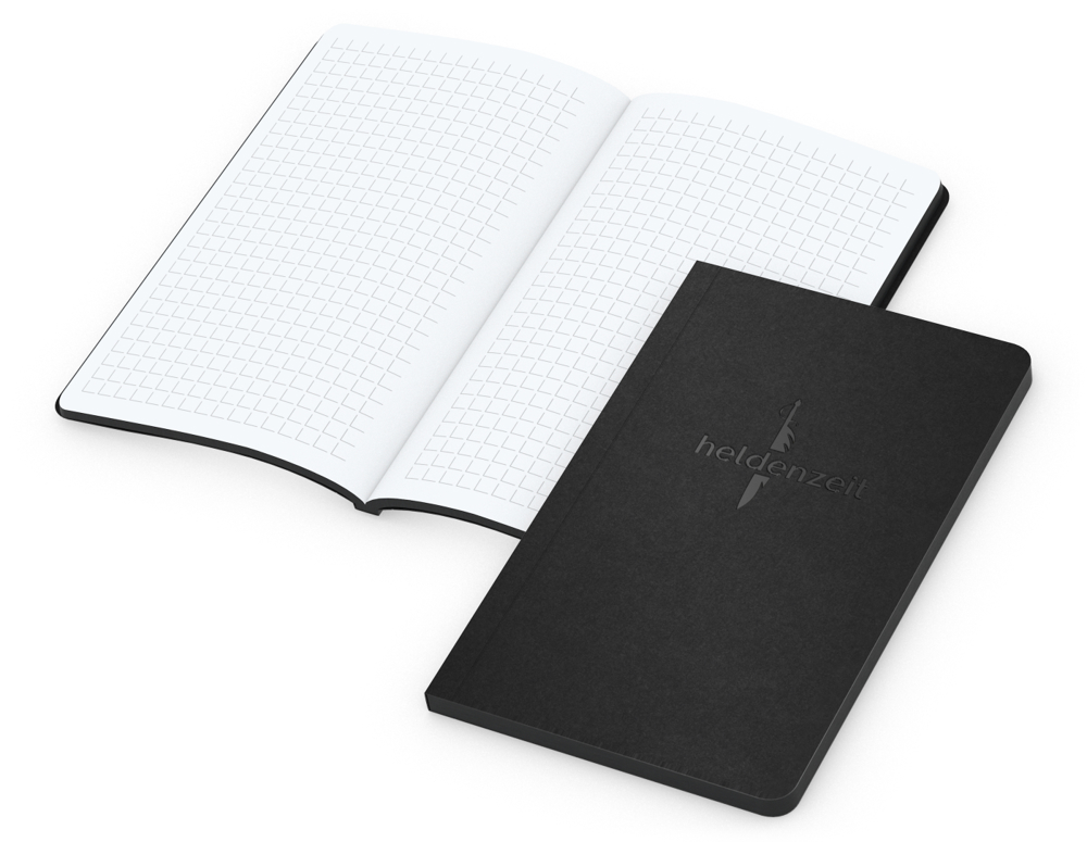 Notizbuch Tablet-Book, Pocket, Winkelkaro, schwarz, Prägung
