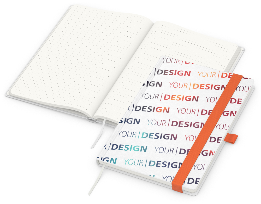 Notizbuch Match-Book RECYCLING, A5, Punktraster, Naturpapier, orange