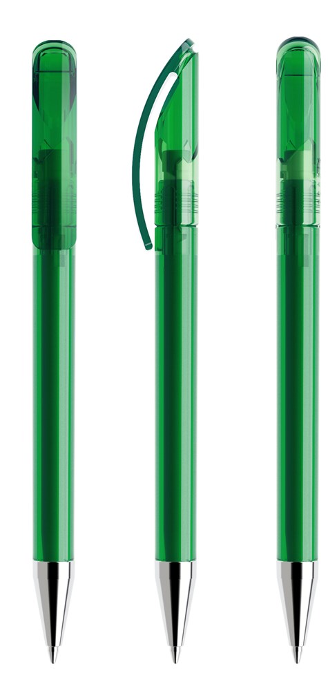 Prodir DS3TTC Transparent with Chrome Metal Nose-Cone - Dunkelgrün transparent