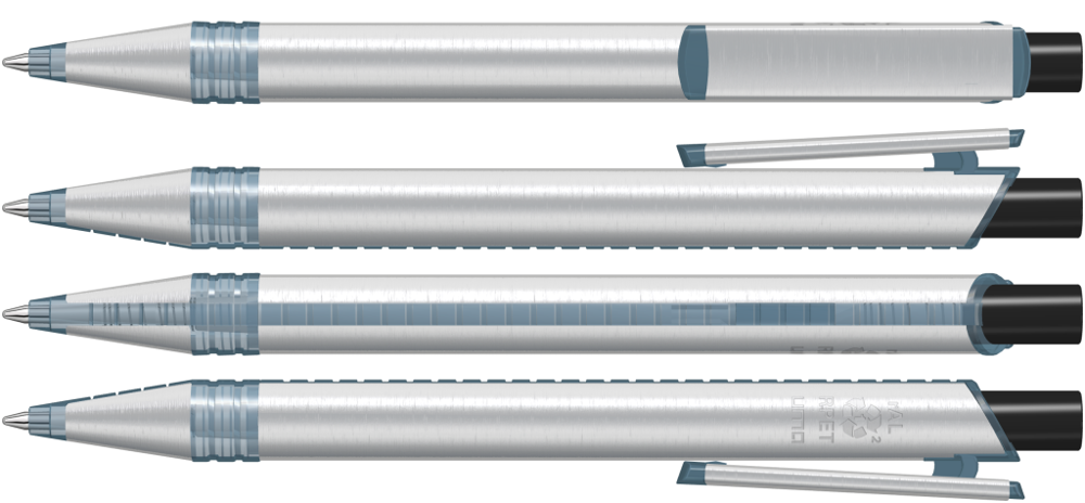 RECYCLED PET PEN ALUMA transparent, schwarz