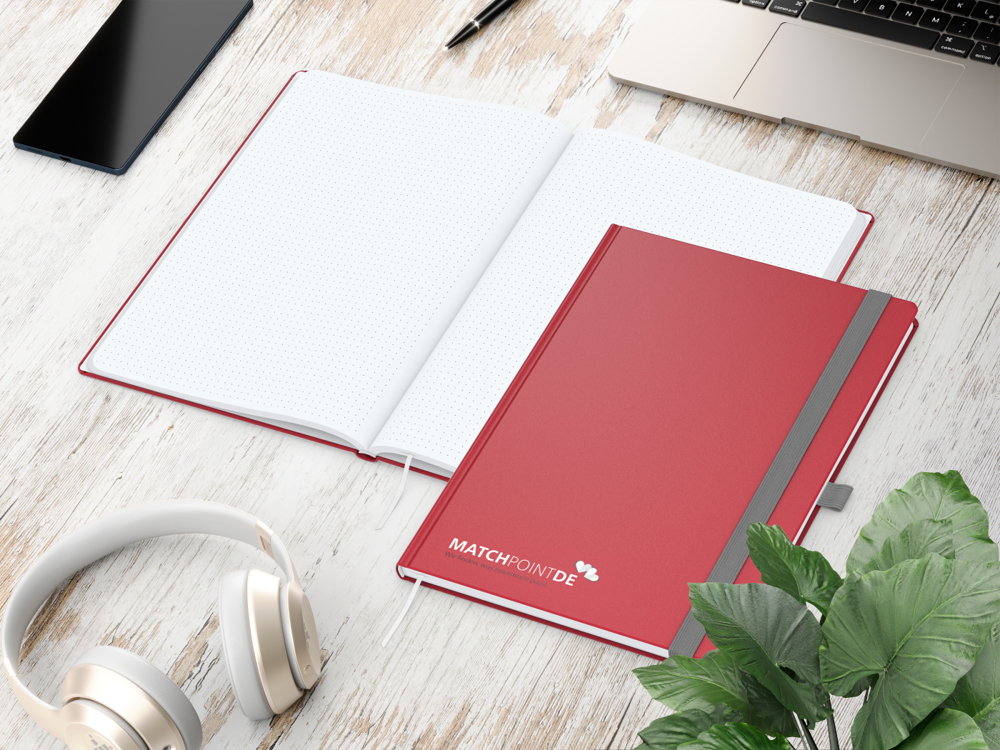 Notizbuch Vision-Book EXPRESS, A4, White, Punktraster, rot