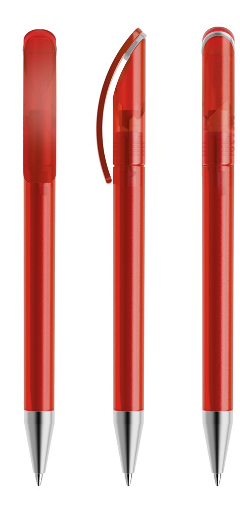 Prodir DS3TFS Frosted with Satin Metal Nose-Cone - Rot gefrostet