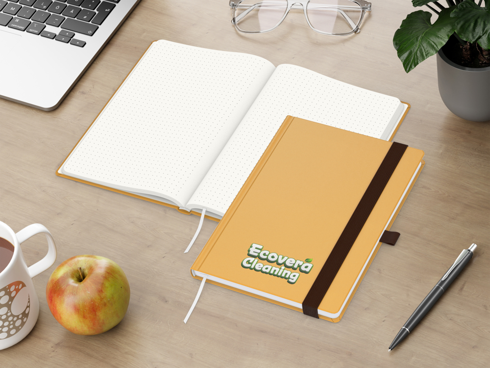 Notizbuch Organic-Book RECYCLING, Punktraster, orange, Siebdruck-Digital, ohne Infoblatt