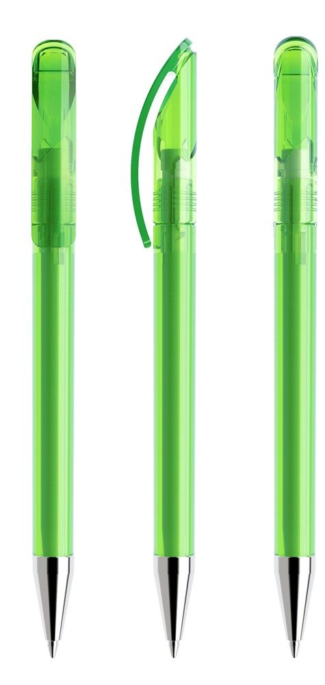 Prodir DS3TTC Transparent with Chrome Metal Nose-Cone - Hellgrün transparent